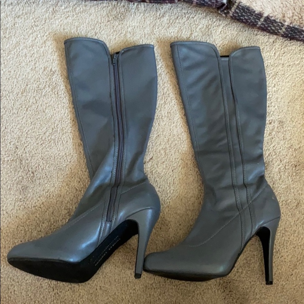 Gray tall boots